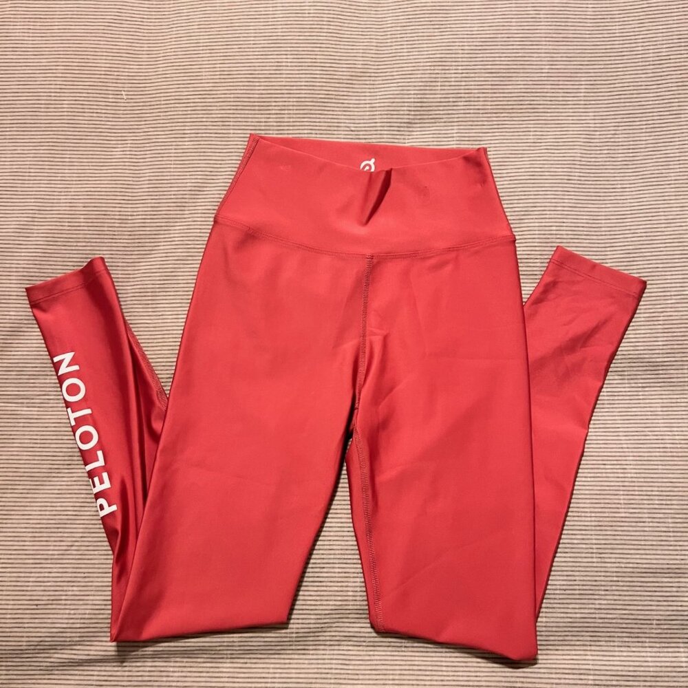 Peloton High Rise Leggings | Size M | Salmon Pink | Logo Detail